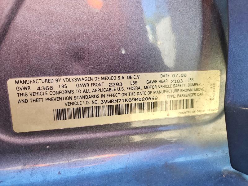 Aukcja sprzedaży 2009 Volkswagen Jetta, vin: 3VWRM71K89M020699, numer aukcji: 49842926