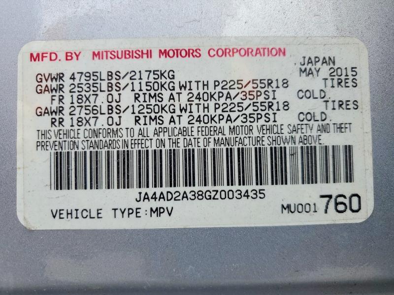 Продаж на аукціоні авто 2016 Mitsubishi Outlander, vin: JA4AD2A38GZ003435, номер лоту: 50574146