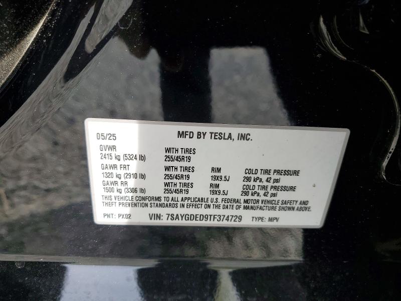 Продаж на аукціоні авто 2026 Tesla Model Y, vin: 7SAYGDED9TF374729, номер лоту: 50353826