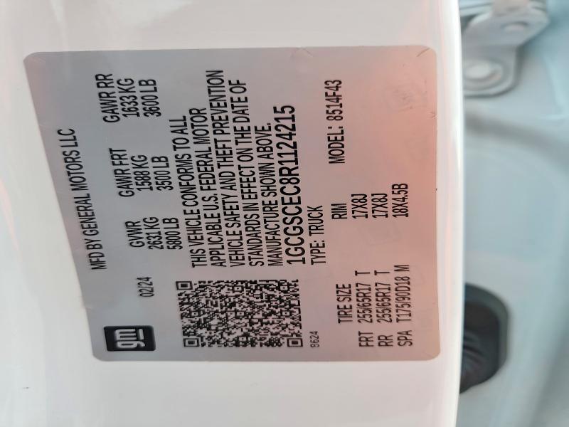 2024 Chevrolet Colorado მანქანა იყიდება აუქციონზე, vin: 1GCGSCEC8R1124215, აუქციონის ნომერი: 49271606