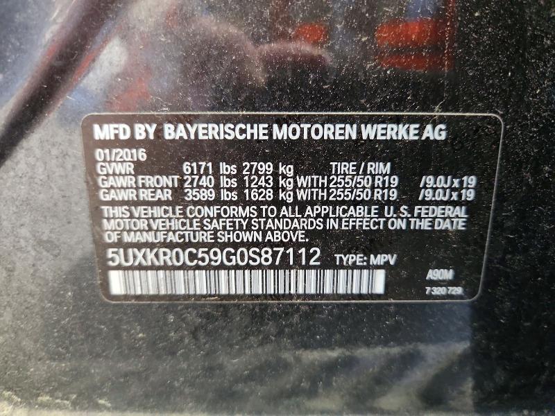 2016 Bmw X5 მანქანა იყიდება აუქციონზე, vin: 5UXKR0C59G0S87112, აუქციონის ნომერი: 49087576