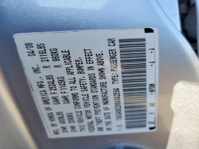 Aukcja sprzedaży 2008 Acura Tl, vin: 19UUA66288A042594, numer aukcji: 50452216