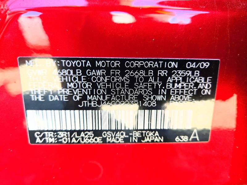 Aukcja sprzedaży 2009 Lexus Es 350, vin: JTHBJ46G092321408, numer aukcji: 49242746