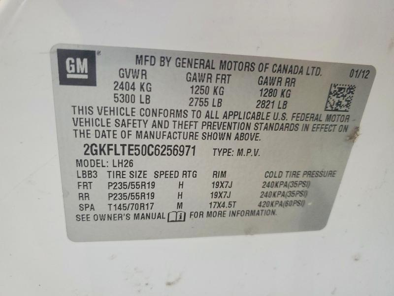 Aukcja sprzedaży 2012 Gmc Terrain, vin: 2GKFLTE50C6256971, numer aukcji: 51447346