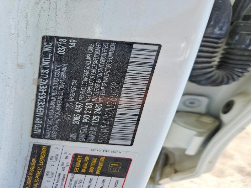 49984076 :رقم المزاد ، 55SWF4JB2JU265438 vin ، 2018 Mercedes-benz C مزاد بيع