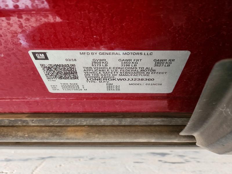 Aukcja sprzedaży 2018 Chevrolet Traverse, vin: 1GNERGKW0JJ238360, numer aukcji: 48582296