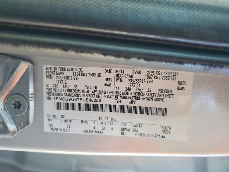 51116116 :رقم المزاد ، 1FMCU9G97EUE48256 vin ، 2014 Ford Escape مزاد بيع