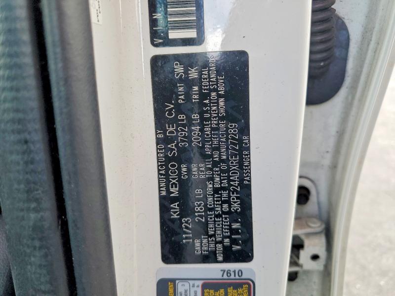 49335046 :رقم المزاد ، 3KPF24ADXRE727289 vin ، 2024 Kia Forte مزاد بيع
