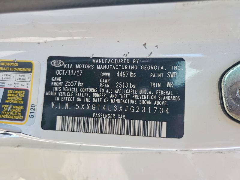 Aukcja sprzedaży 2018 Kia Optima, vin: 5XXGT4L3XJG231734, numer aukcji: 49673486