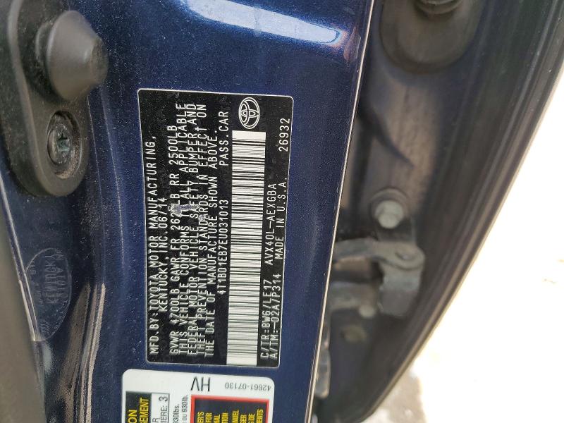 2014 Toyota Avalon Hybrid მანქანა იყიდება აუქციონზე, vin: 4T1BD1EB7EU031013, აუქციონის ნომერი: 50807746