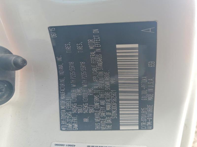 2015 Toyota Sienna მანქანა იყიდება აუქციონზე, vin: 5TDYK3DC6FS625821, აუქციონის ნომერი: 51355106