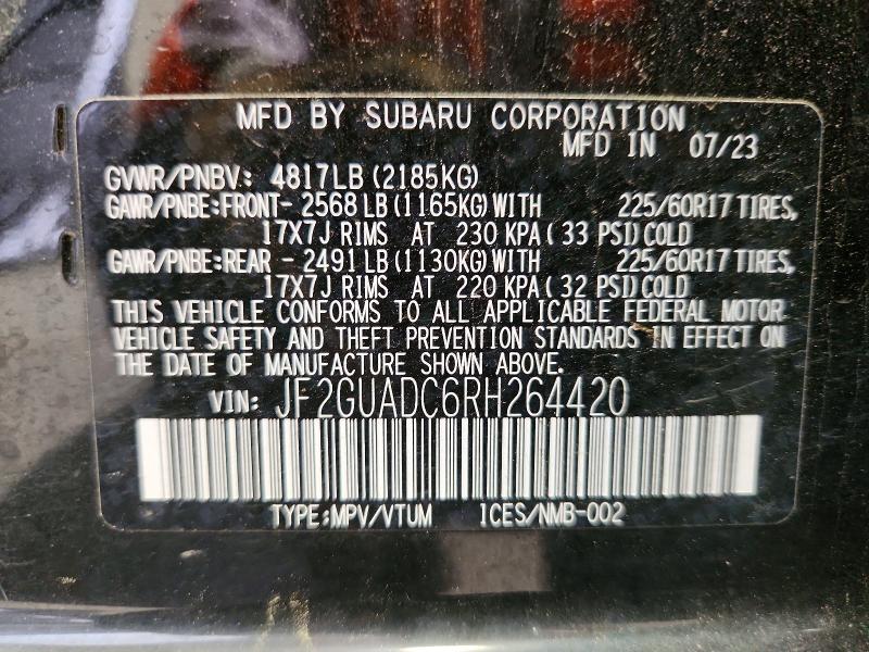 Продаж на аукціоні авто 2024 Subaru Crosstrek, vin: JF2GUADC6RH264420, номер лоту: 50368476