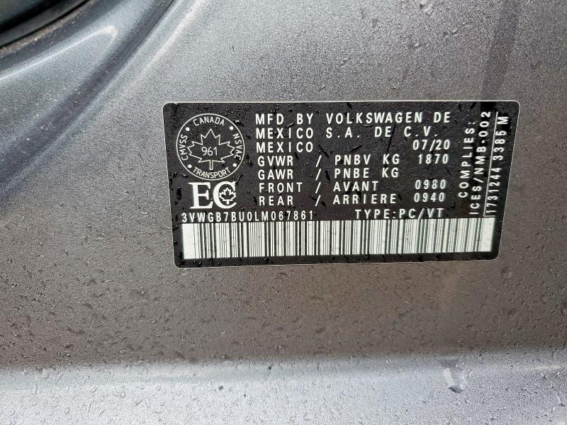 Продажа на аукционе авто 2020 Volkswagen Jetta, vin: 3VWGB7BU0LM067861, номер лота: 49572066