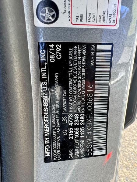 Auction sale of the 2015 Mercedes-benz C, vin: 55SWF4KBXFU006816, lot number: 52073966