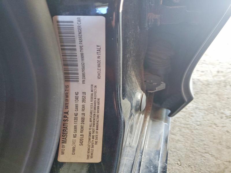 49253706 :رقم المزاد ، ZAM57RSA5G1169099 vin ، 2016 Maserati Ghibli مزاد بيع