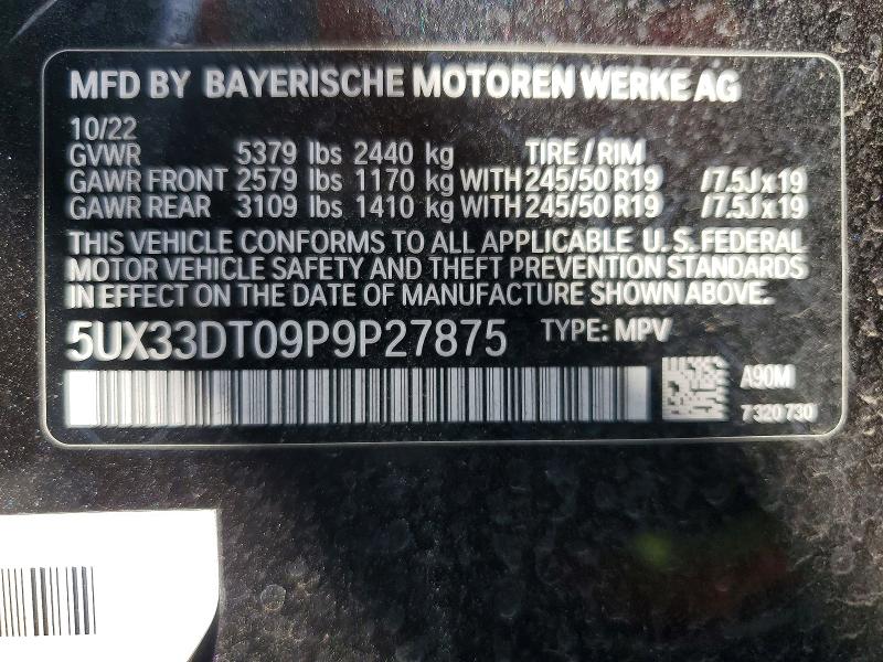 2023 Bmw X4 მანქანა იყიდება აუქციონზე, vin: 5UX33DT09P9P27875, აუქციონის ნომერი: 49659696