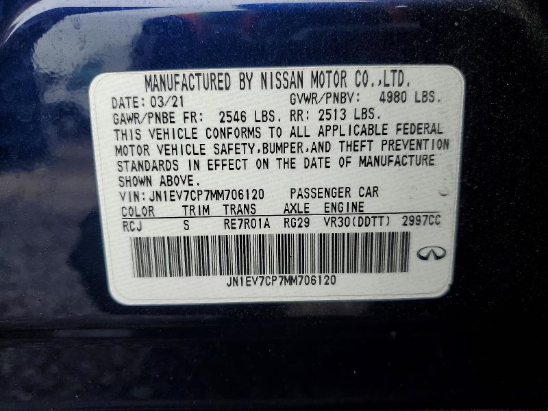 2021 Infiniti Q50 მანქანა იყიდება აუქციონზე, vin: JN1EV7CP7MM706120, აუქციონის ნომერი: 50815566