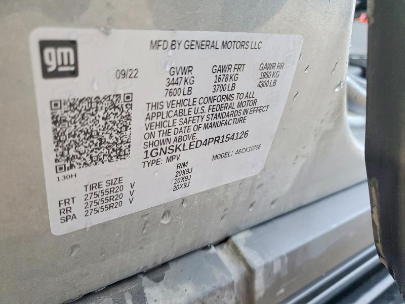 2023 Chev Tahoe მანქანა იყიდება აუქციონზე, vin: 1GNSKLED4PR154126, აუქციონის ნომერი: 50543736