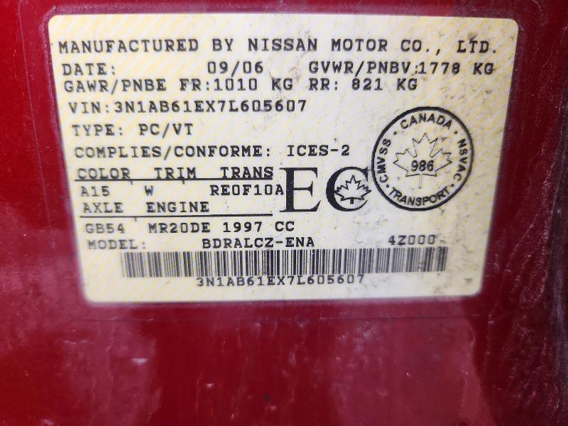 Продажа на аукционе авто 2007 Nissan Sentra, vin: 3N1AB61EX7L605607, номер лота: 49488956