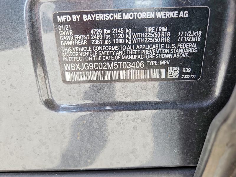 Auction sale of the 2021 Bmw X1, vin: WBXJG9C02M5T03406, lot number: 49384736