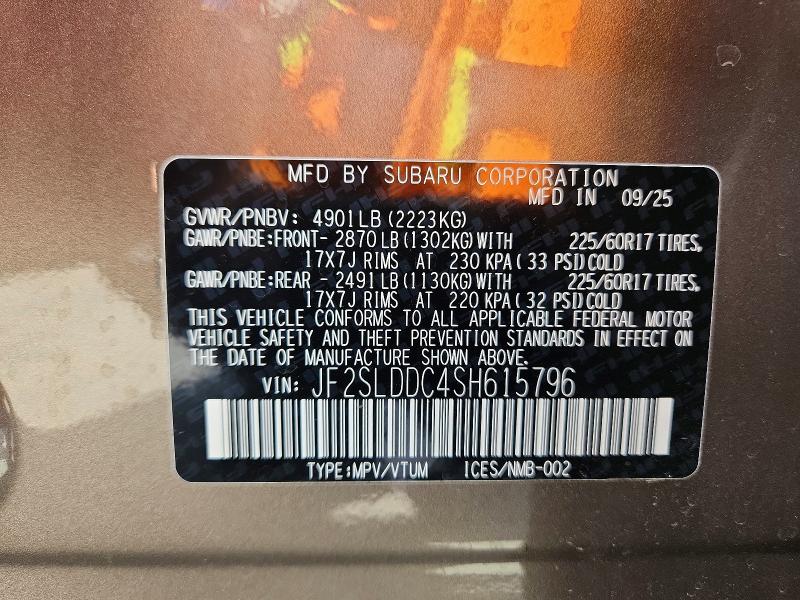 Продажа на аукционе авто 2025 Subaru Forester, vin: JF2SLDDC4SH615796, номер лота: 51346926