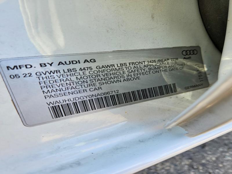 Aukcja sprzedaży 2022 Audi A3, vin: WAUHUDGY0NA086712, numer aukcji: 51566456