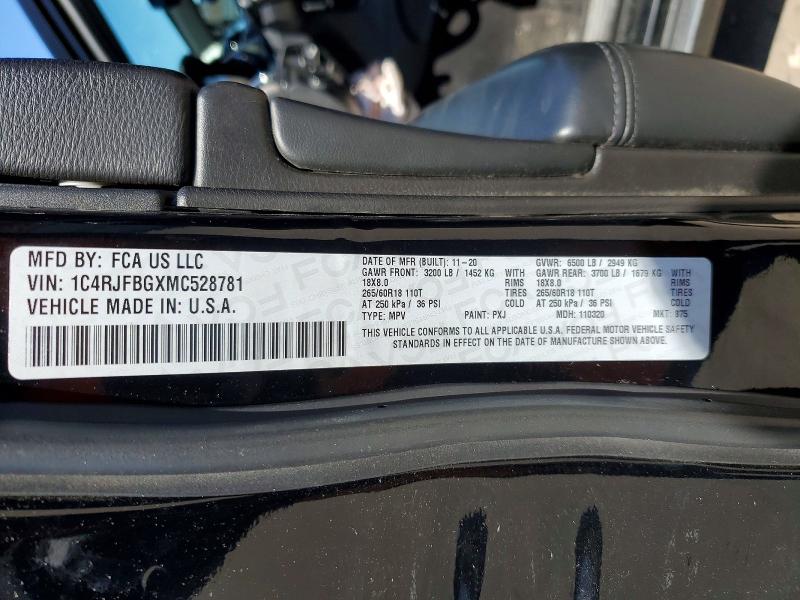 Продаж на аукціоні авто 2021 Jeep Grand Cherokee, vin: 1C4RJFBGXMC528781, номер лоту: 48659296