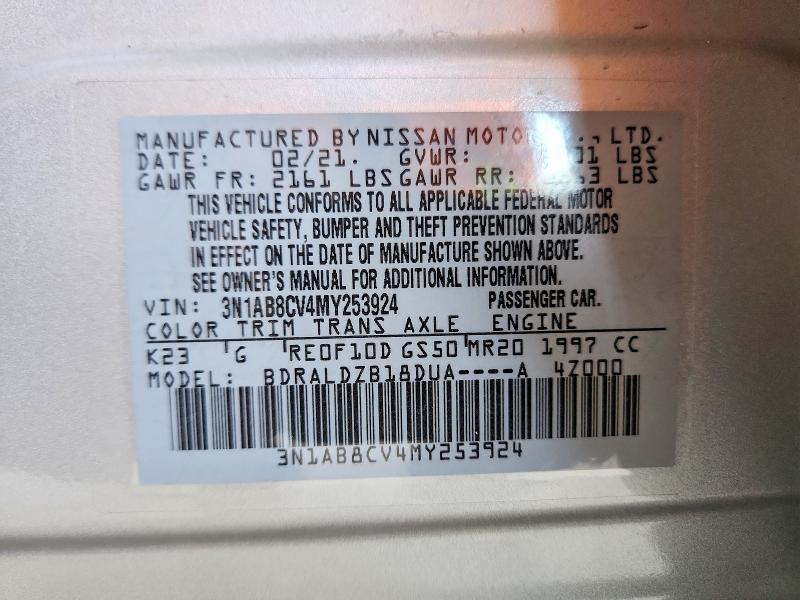 Aukcja sprzedaży 2021 Nissan Sentra, vin: 3N1AB8CV4MY253924, numer aukcji: 46778116