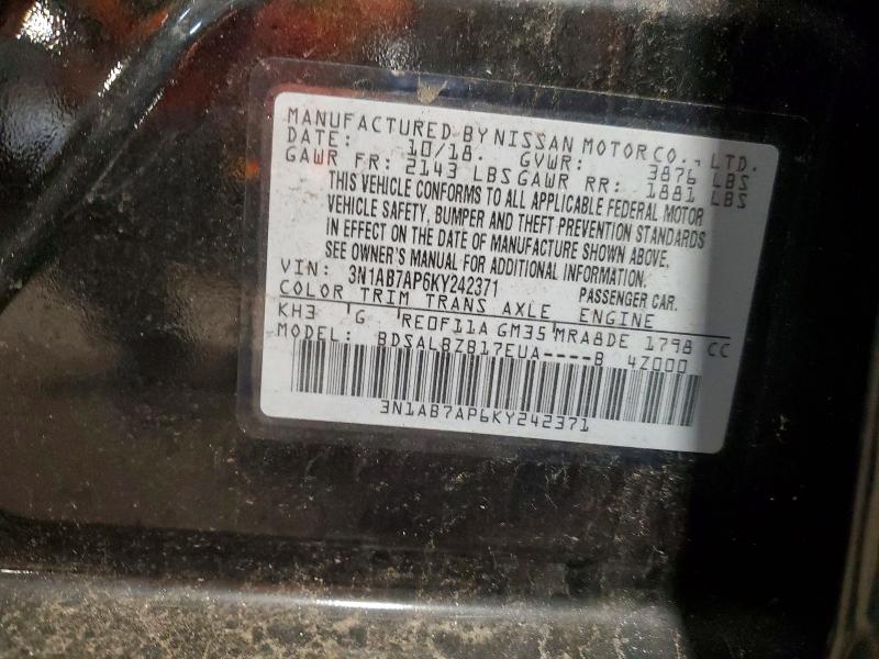 Продажа на аукционе авто 2019 Nissan Sentra, vin: 3N1AB7AP6KY242371, номер лота: 49909636