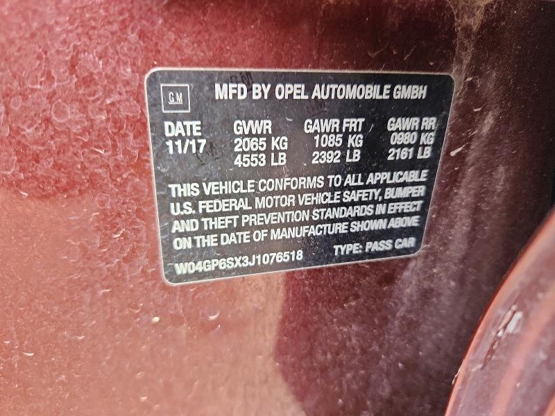 Продаж на аукціоні авто 2018 Buick Regal, vin: W04GP6SX3J1076518, номер лоту: 49948586