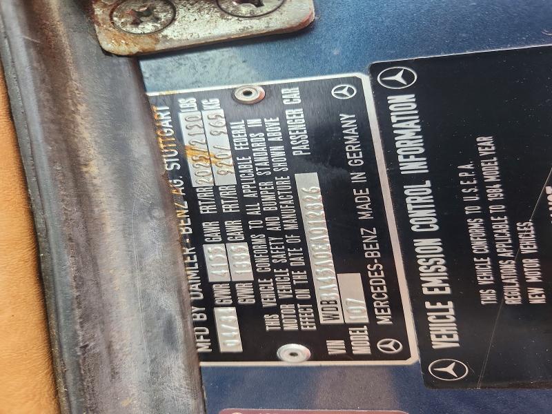 Aukcja sprzedaży 1984 Mercedes-benz 380, vin: WDBBA45A0EA012826, numer aukcji: 49454266
