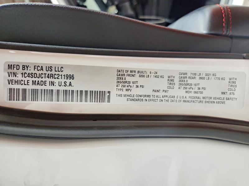 Продажа на аукционе авто 2024 Dodge Durango, vin: 1C4SDJCT4RC211996, номер лота: 49896686