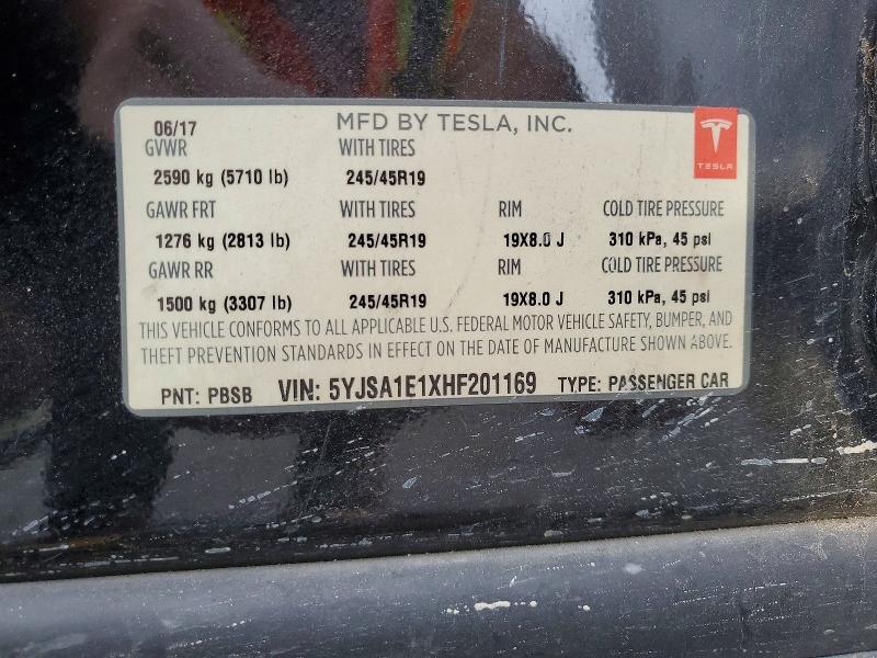 Aukcja sprzedaży 2017 Tesla Model S, vin: 5YJSA1E1XHF201169, numer aukcji: 47665286
