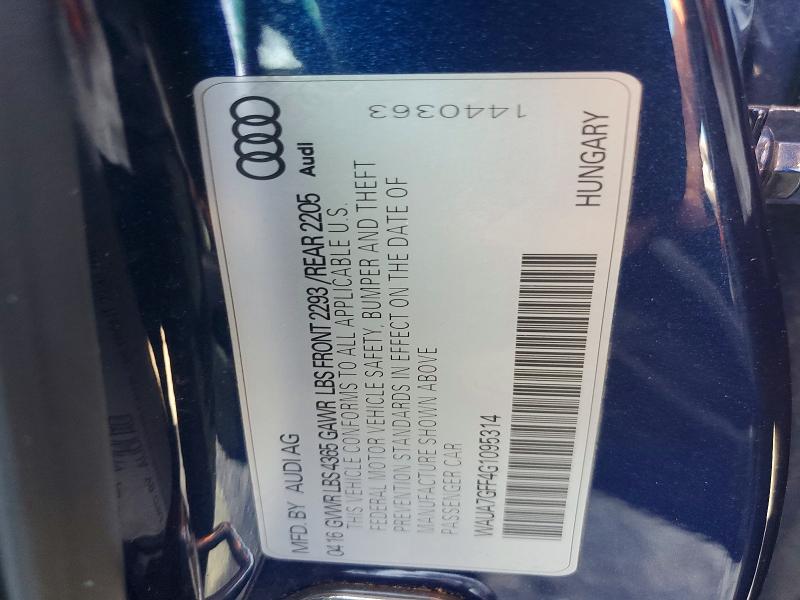 2016 Audi A3 მანქანა იყიდება აუქციონზე, vin: WAUA7GFF4G1095314, აუქციონის ნომერი: 51533576