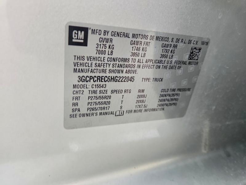 51195046 :رقم المزاد ، 3GCPCREC6HG222045 vin ، 2017 Chevrolet Silverado مزاد بيع