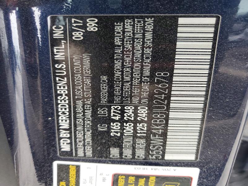 49086206 :رقم المزاد ، 55SWF4KB8JU242678 vin ، 2018 Mercedes-benz C مزاد بيع