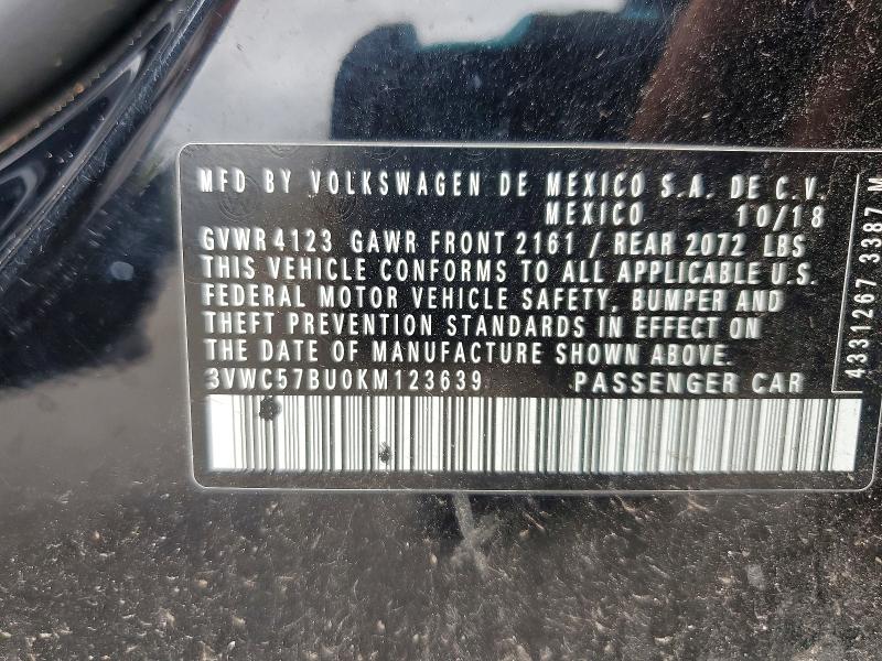 51146156 :رقم المزاد ، 3VWC57BU0KM123639 vin ، 2019 Volkswagen Jetta مزاد بيع