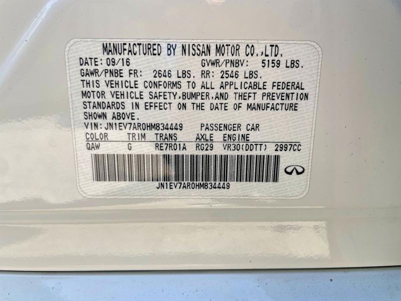 Aukcja sprzedaży 2017 Infiniti Q50, vin: JN1EV7AR0HM834449, numer aukcji: 51844976