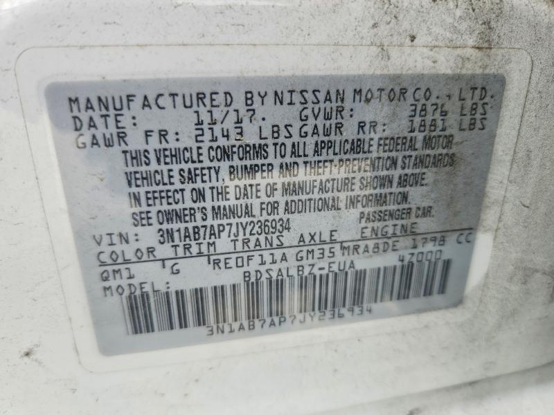 Продажа на аукционе авто 2018 Nissan Sentra, vin: 3N1AB7AP7JY236934, номер лота: 49709256