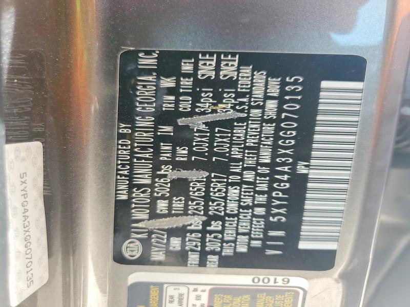 Aukcja sprzedaży 2016 Kia Sorento, vin: 5XYPG4A3XGG070135, numer aukcji: 48153196