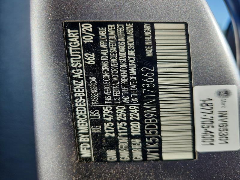 51804896 :رقم المزاد ، W1K5J5DB9MN178662 vin ، 2021 Mercedes-benz Cla مزاد بيع