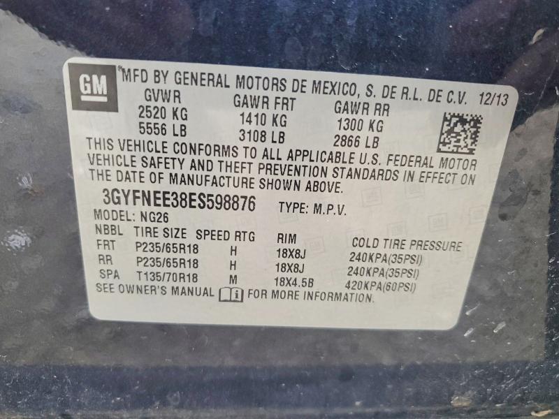 49565486 :رقم المزاد ، 3GYFNEE38ES598876 vin ، 2014 Cadillac Srx مزاد بيع