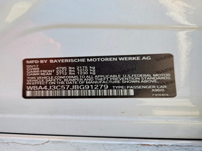 50937766 :رقم المزاد ، WBA4J3C57JBG91279 vin ، 2018 Bmw 430xi مزاد بيع
