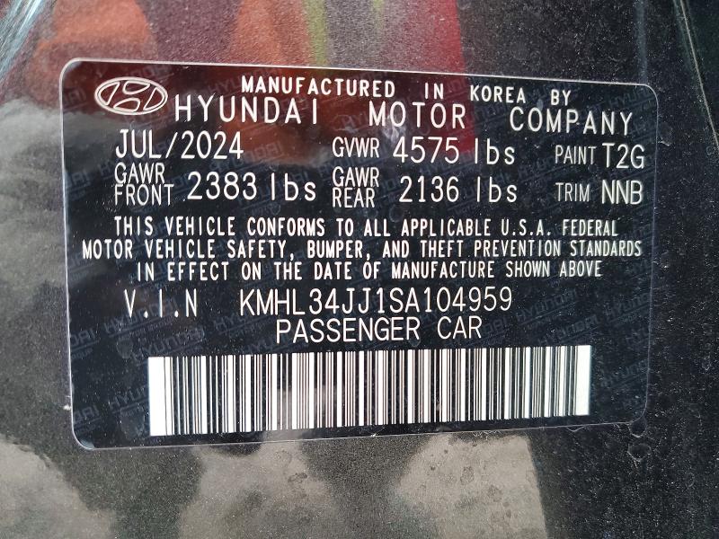 Продажа на аукционе авто 2025 Hyundai Sonata Hybrid, vin: KMHL34JJ1SA104959, номер лота: 48675746