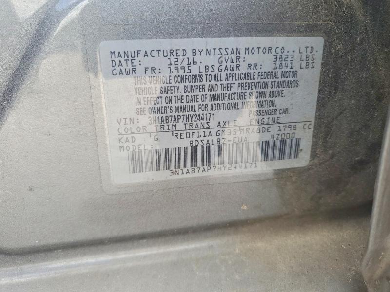 50120306 :رقم المزاد ، 3N1AB7AP7HY244171 vin ، 2017 Nissan Sentra مزاد بيع