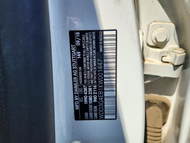 Aukcja sprzedaży 2019 Mercedes-benz A, vin: WDD3G4EB1KW001447, numer aukcji: 50327656