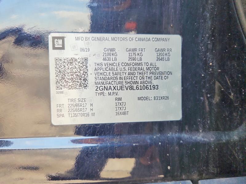 Продажа на аукционе авто 2020 Chevrolet Equinox, vin: 2GNAXUEV8L6106193, номер лота: 49449406