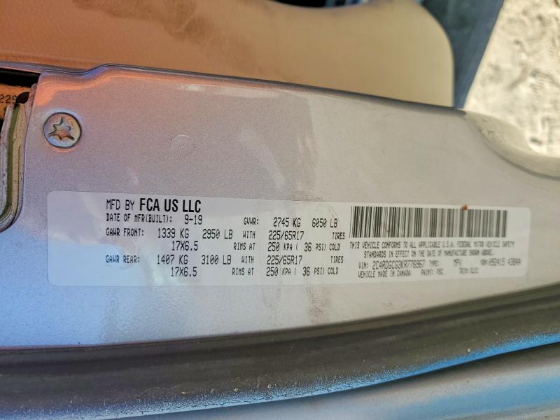 50725576 :رقم المزاد ، 2C4RDGCG3KR776967 vin ، 2019 Dodge Grand Caravan مزاد بيع