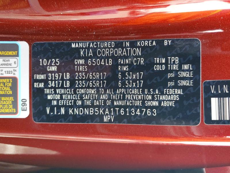 2026 Kia Carnival მანქანა იყიდება აუქციონზე, vin: KNDNB5KA1T6134763, აუქციონის ნომერი: 49485696