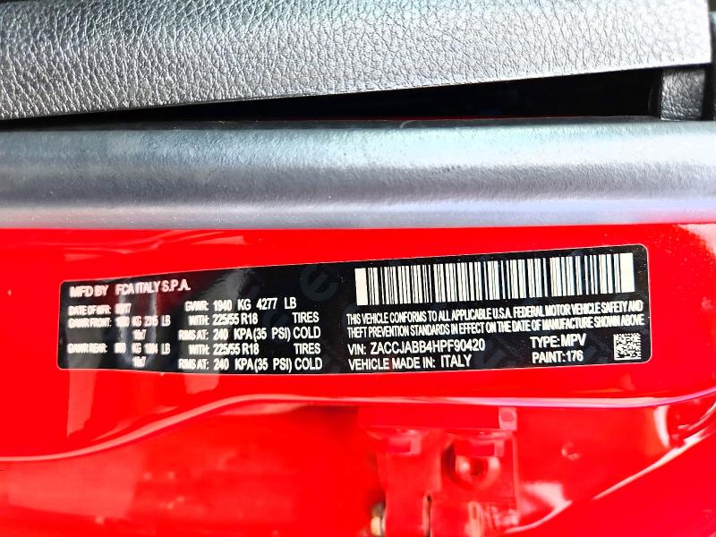50762016 :رقم المزاد ، ZACCJABB4HPF90420 vin ، 2017 Jeep Renegade مزاد بيع